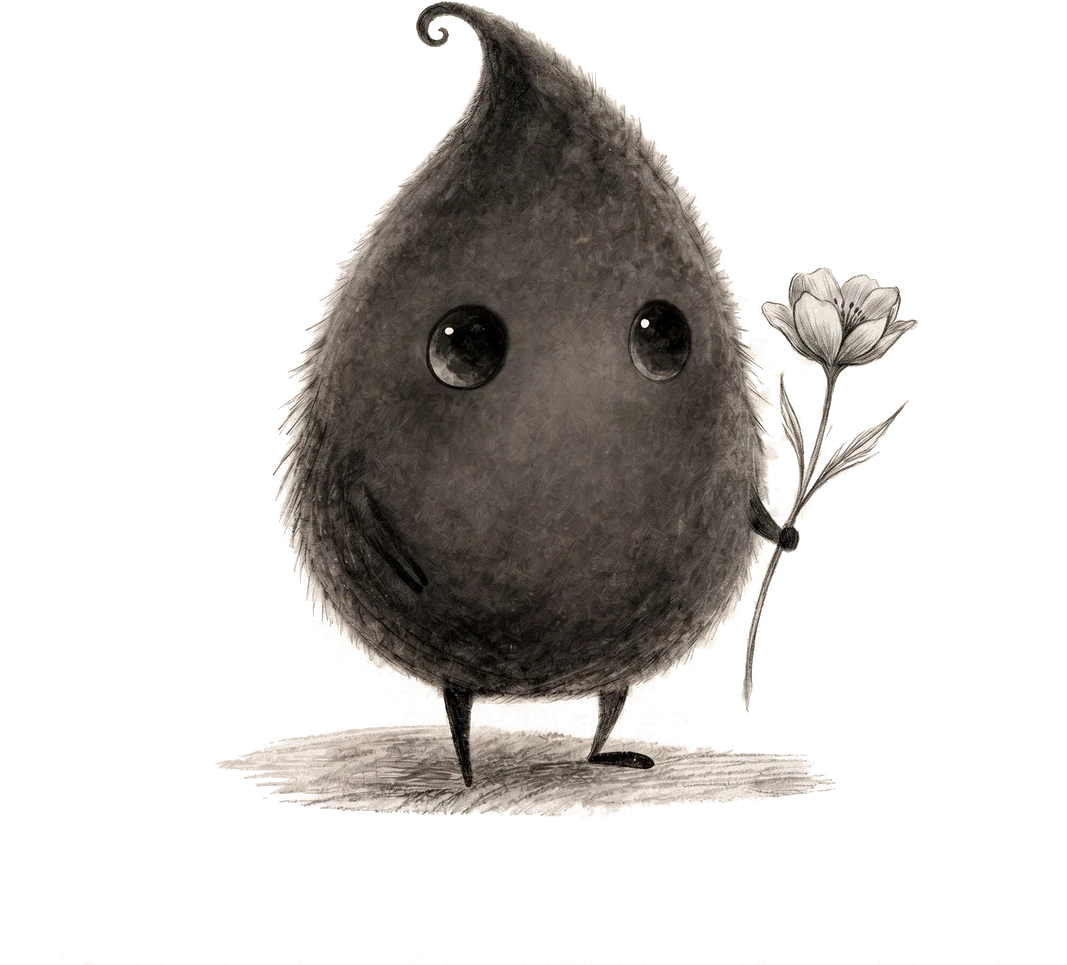 Mote as The Romantic, offering a small flower